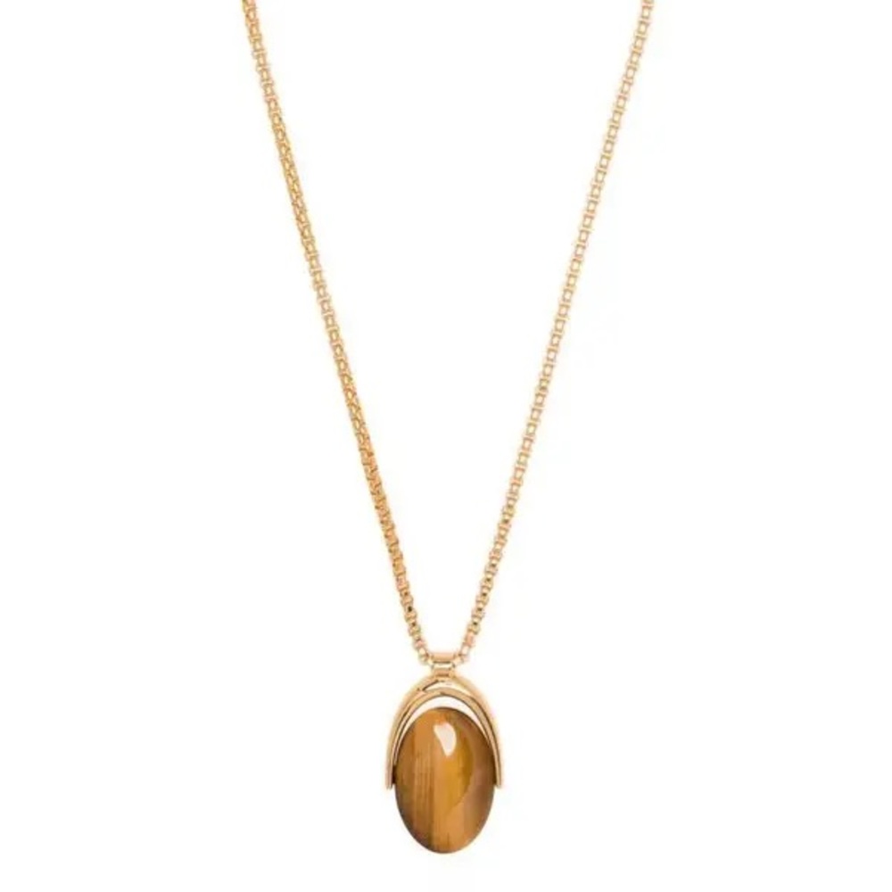 TOM FORD Tigers Eye Brass Pendant Necklace